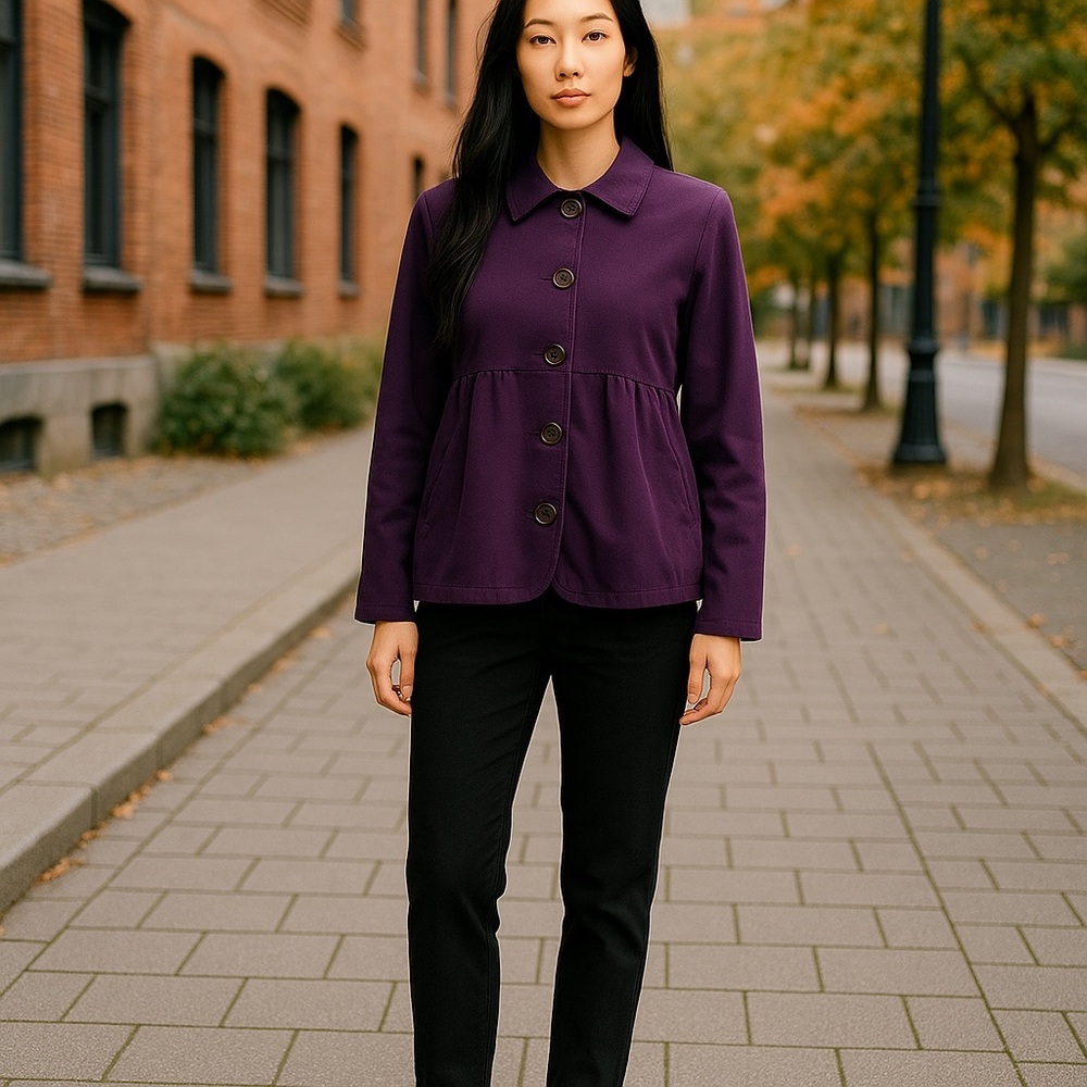 BODEN Purple Blazer Relaxed Fit Lightweight Sz 14 Flare withβ Pockets